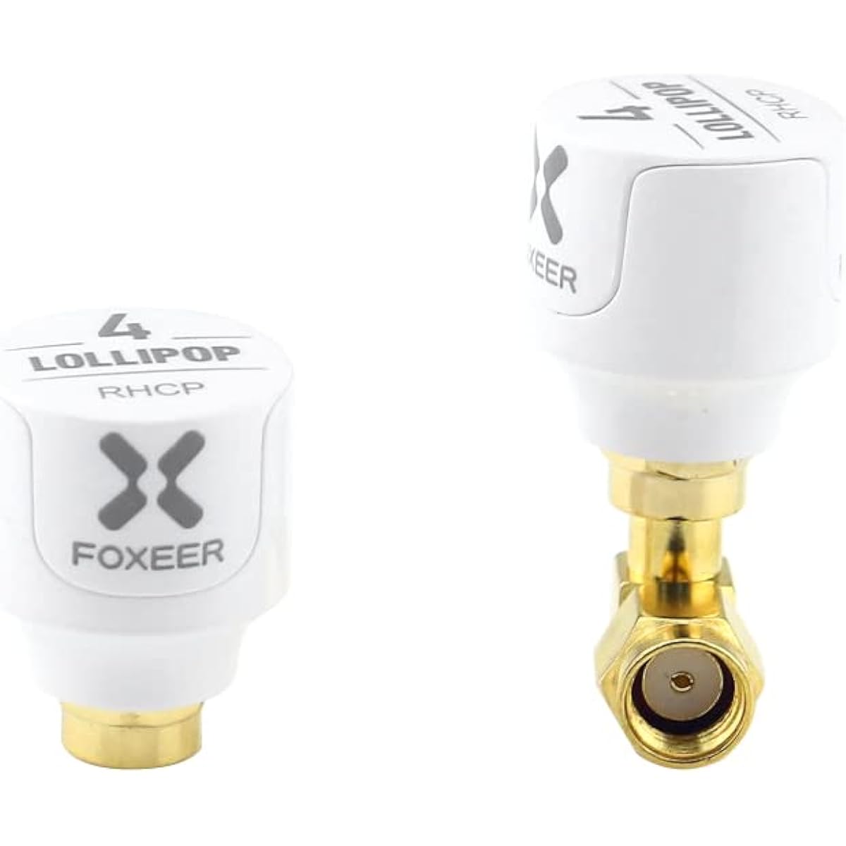 FOXEER 2 Pieces FPV Antenna Lollypop V4 5.7G 2.6dBi Super Mini RHCP Stubby Antenna SMA Male RC Drone FPV Racing Quadcopter Multicopter TX/RX (White)