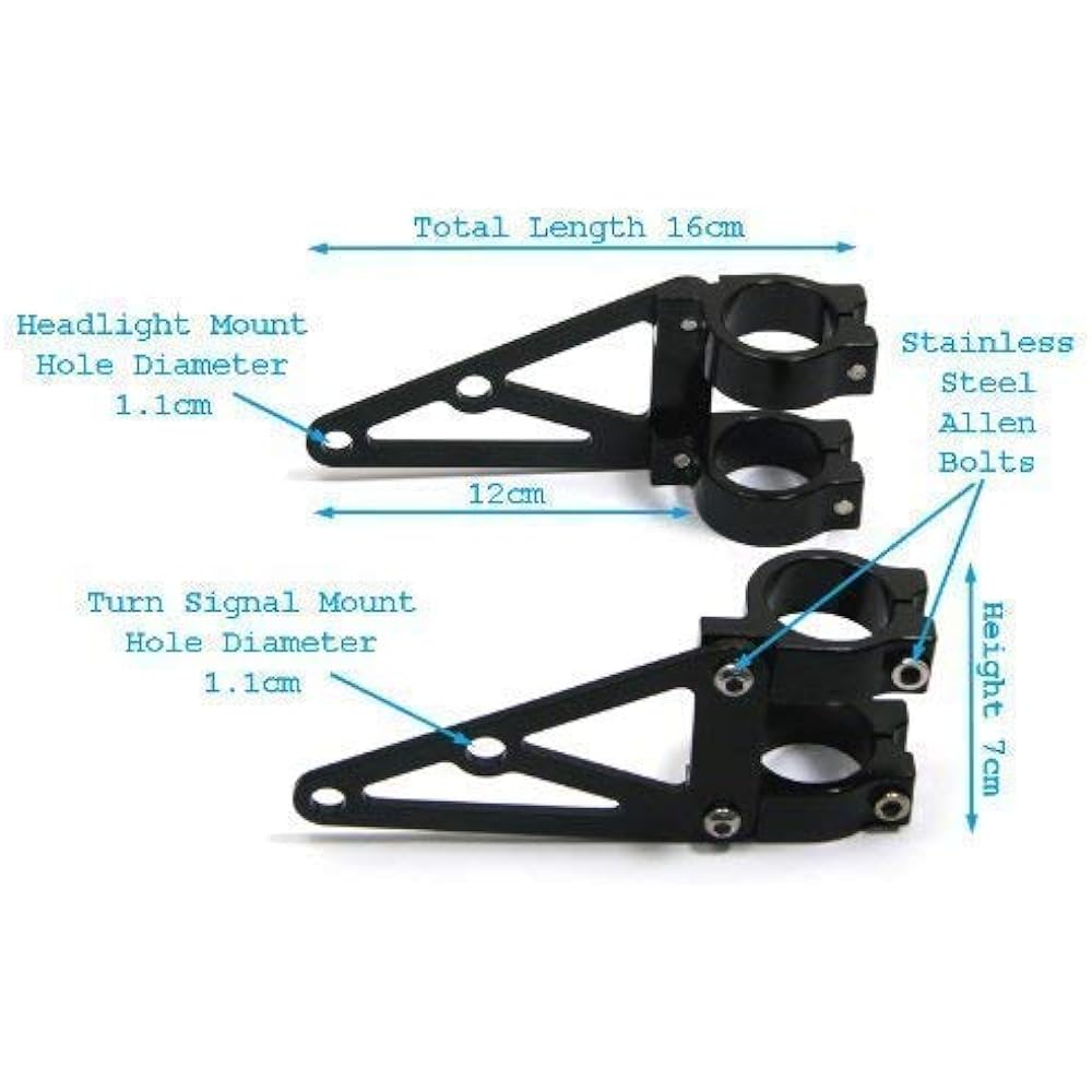 Black 35mm Diameter CNC Machined Headlight Bracket/Fork Clamp for Motorcycle Trike
