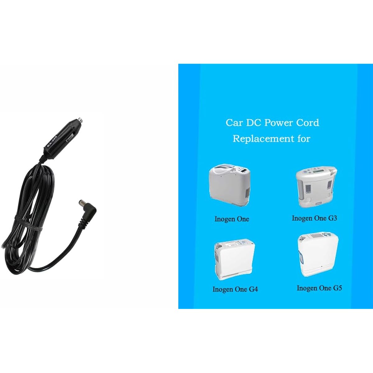 UpBright 12V Car DC Adapter for Inogen One G3 G4 G5 DC Power Cord Model BA-306 BA-301 DV6X-619 DV51D-619 12 Volt Car Boat RV Camper Cigarette Lighter Plug Power Charger
