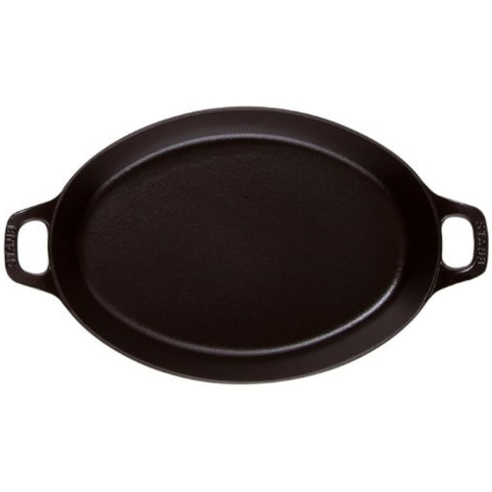 staub "Oval Stackable Dish Black 28cm" Enamel Iron [Authorized Japanese Product] Dish 40509-341