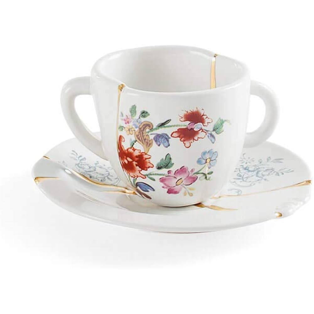 SELETTI Design Accessory Multicolor W6.5 x D6.5 x H11.5cm kintsugi Cup & Saucer n'1 124145