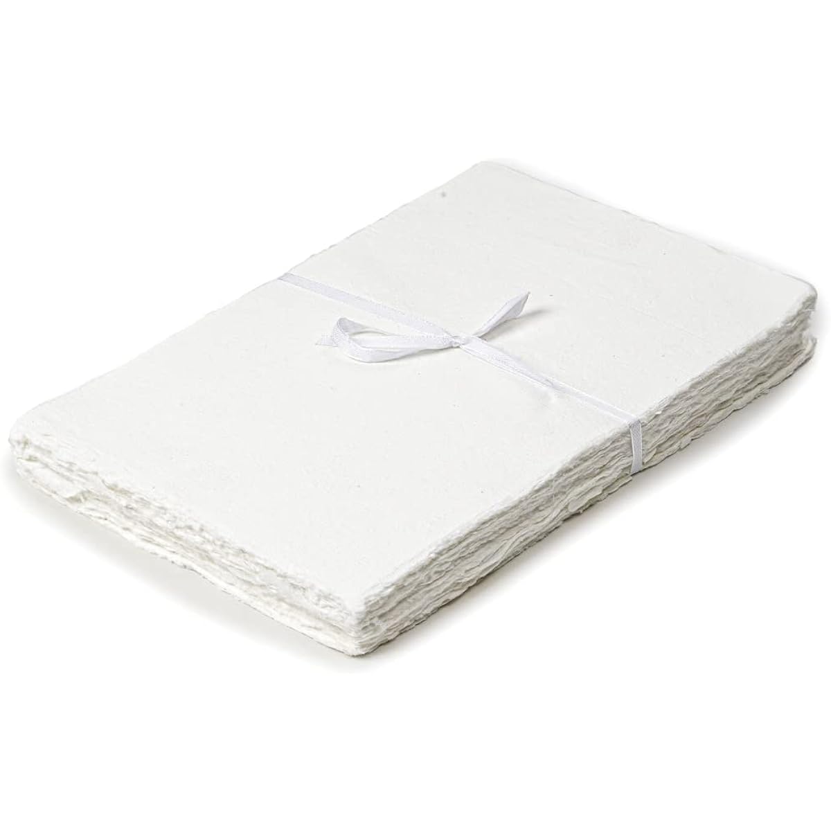 Leather Village 50 Sheets - Rough/Textured Watercolor Paper - 8 x 6 Inch (150 GSM) - Handmade/Deckle Edge Paper Made from Virgin Egyptian Cotton - Off White