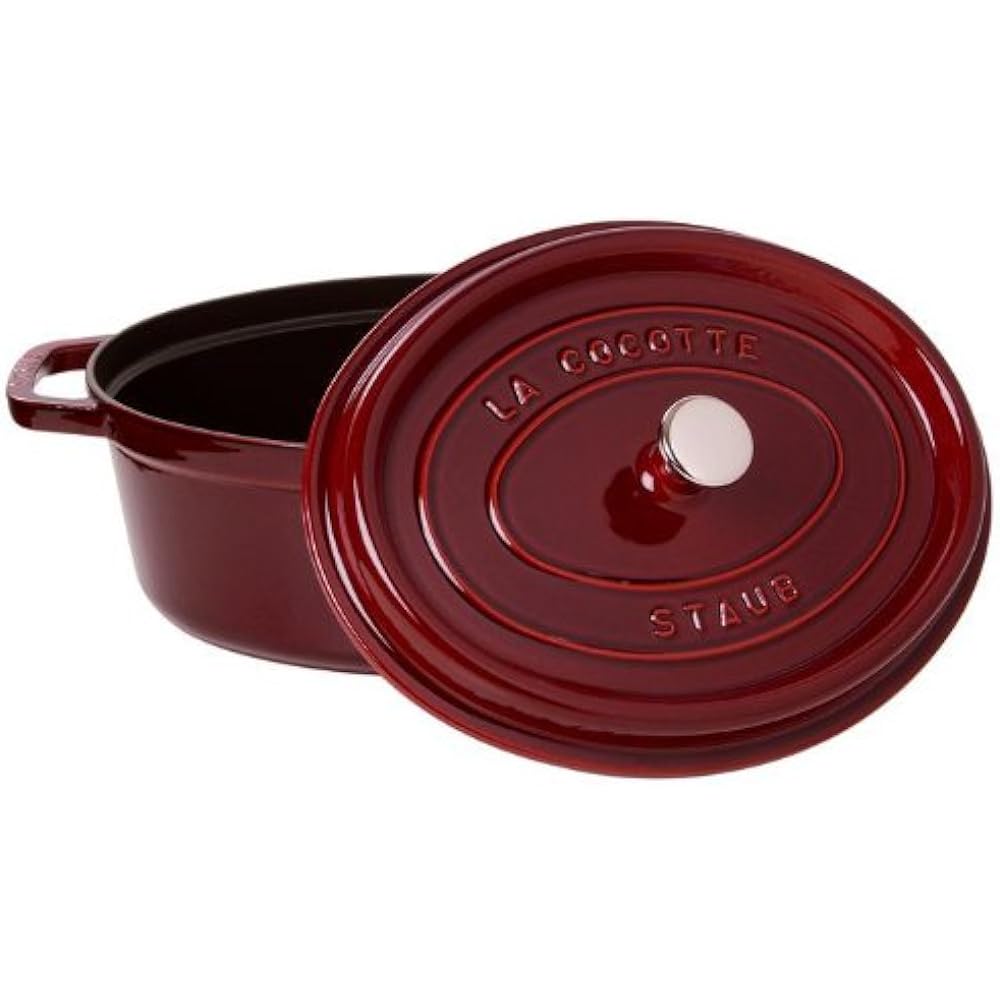 Staub "Pico Cocotte Oval Grenadine Red 27cm" Large Hand Enamel Pot IH Compatible [Authorized Japanese Product] La Cocotte Oval 40500-273