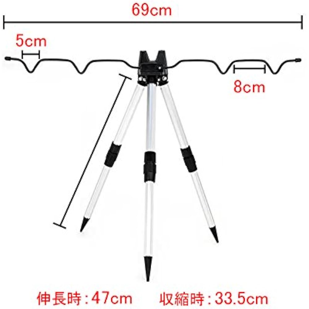 [Orld Fishing Gear] Throwing Fishing Aluminum Mini Tripod, 2 Tiers, Lightweight & with Foldable Compact Function, Silver qb500029a01n0