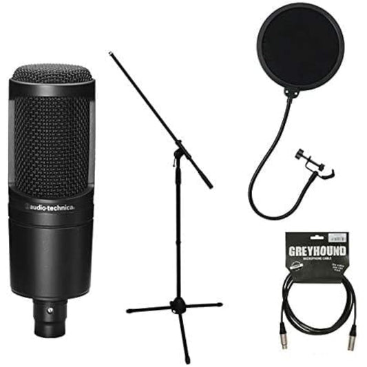 Audio Technica AT2020 (Great value 4-piece set with German KLTOZ microphone cable and microphone stand)