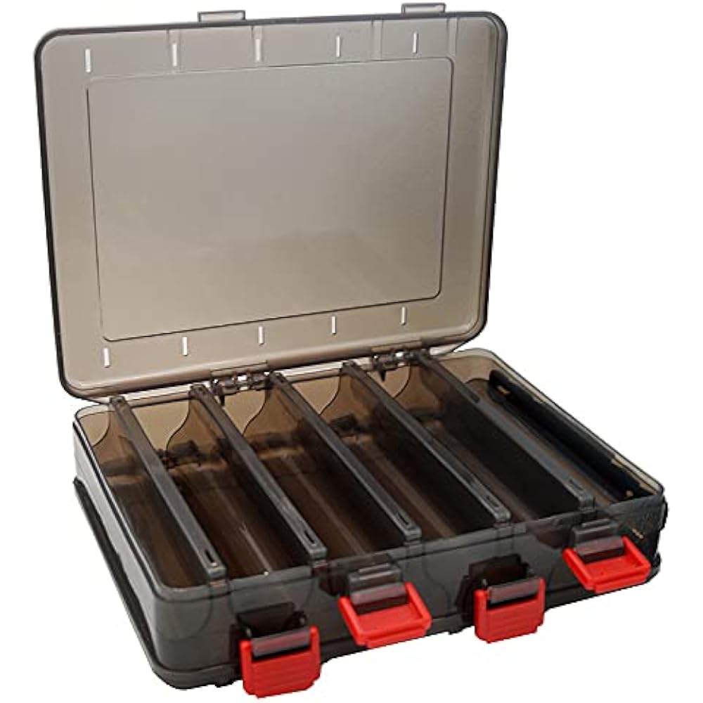 [Pont du Monde] Fishing Tackle Storage Lure Case Tackle Box Fishing (Set of 2/Clear Black) (Medium 10 Ports)