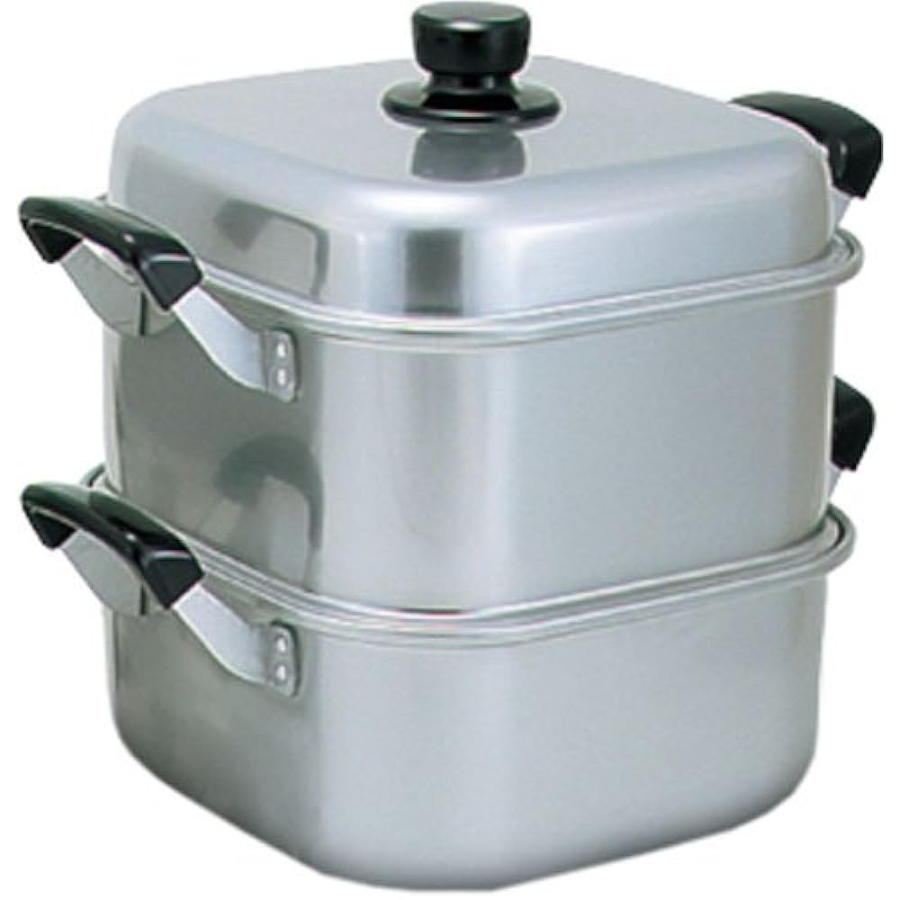 Akao Aluminum Square Steamer 33cm Double Aluminum Alloy (Alumite), Handle (Phenol Resin) Japan AMS71332