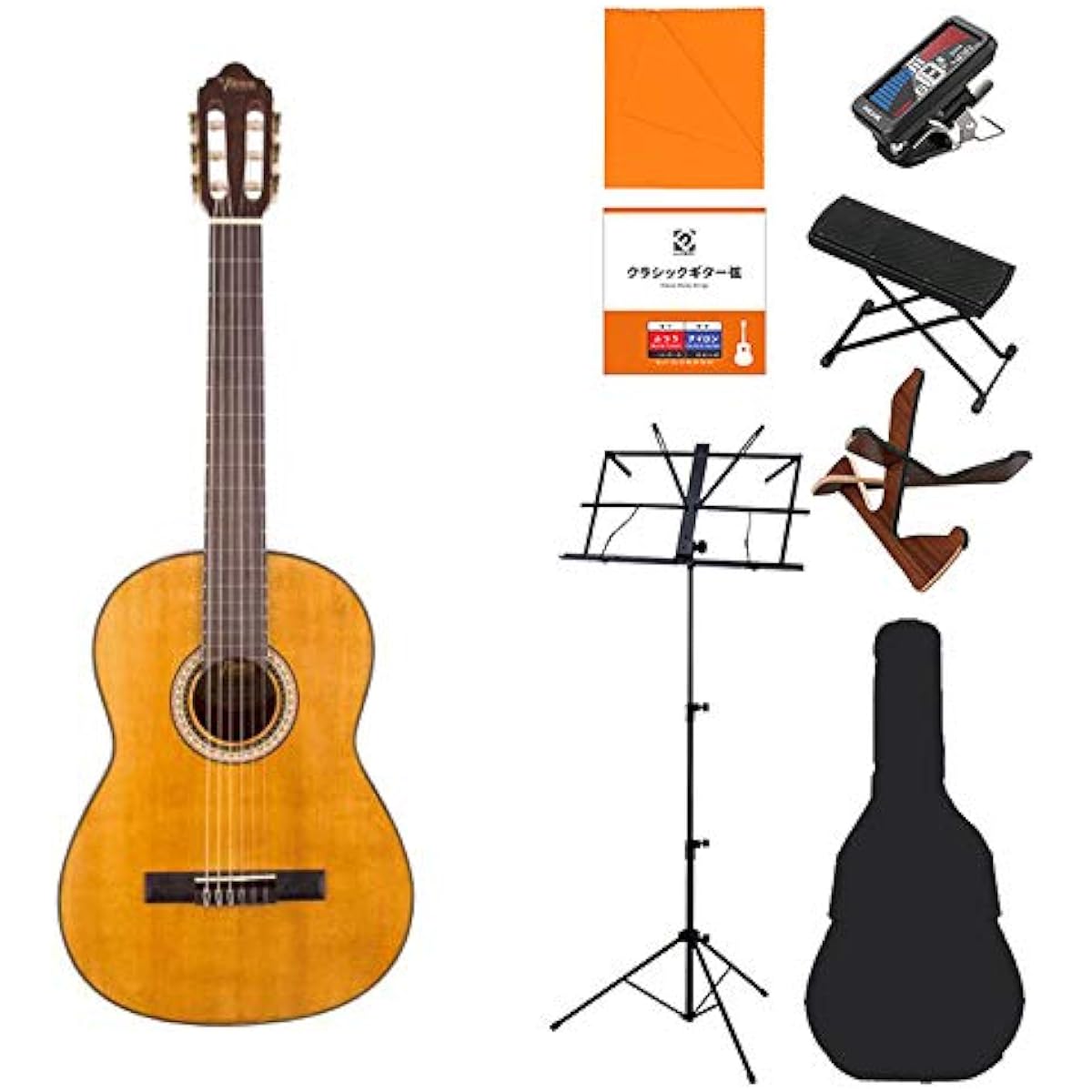Valencia VC404 Classical Guitar Beginner 8-piece Set 650mm Top: Pine/Side and Back: Nato Valencia