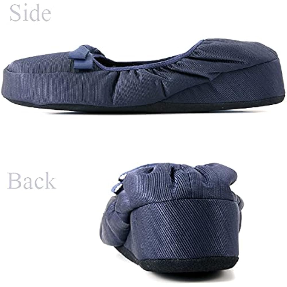 [Kirsch Blute] Kirsch Blute 3.5cm Heeled Portable Slippers Room Shoes Type [Navy] Grosgrain Mini Ribbon KS35C-NS20