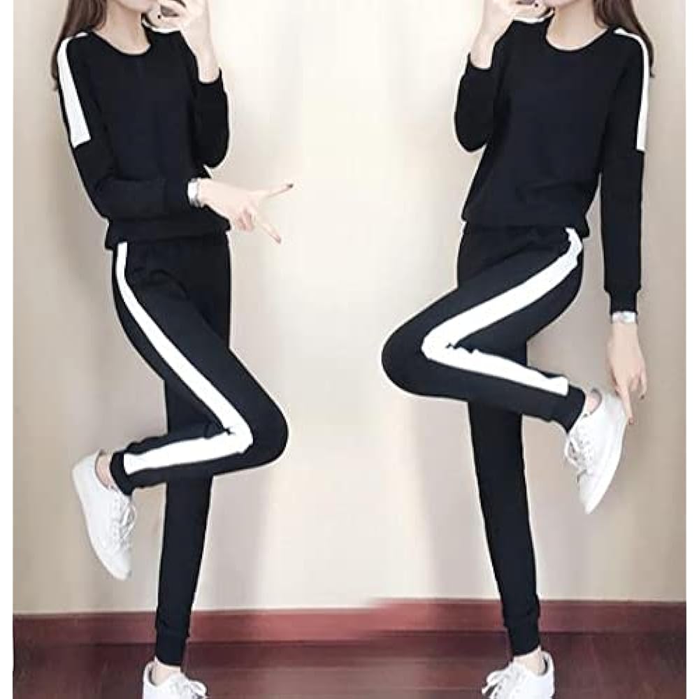 [Emptio] Crew Neck Simple Jersey Top and Bottom Set Women's
