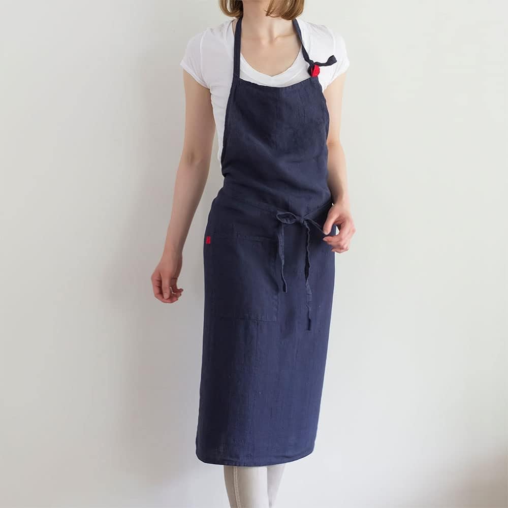 [Lino e Lina] Lino Elina Apron Full Apron Manon Manon A260 Nocturne Women's Men's Kitchen Plain Linen Hemp Simple Long Length Gift Present