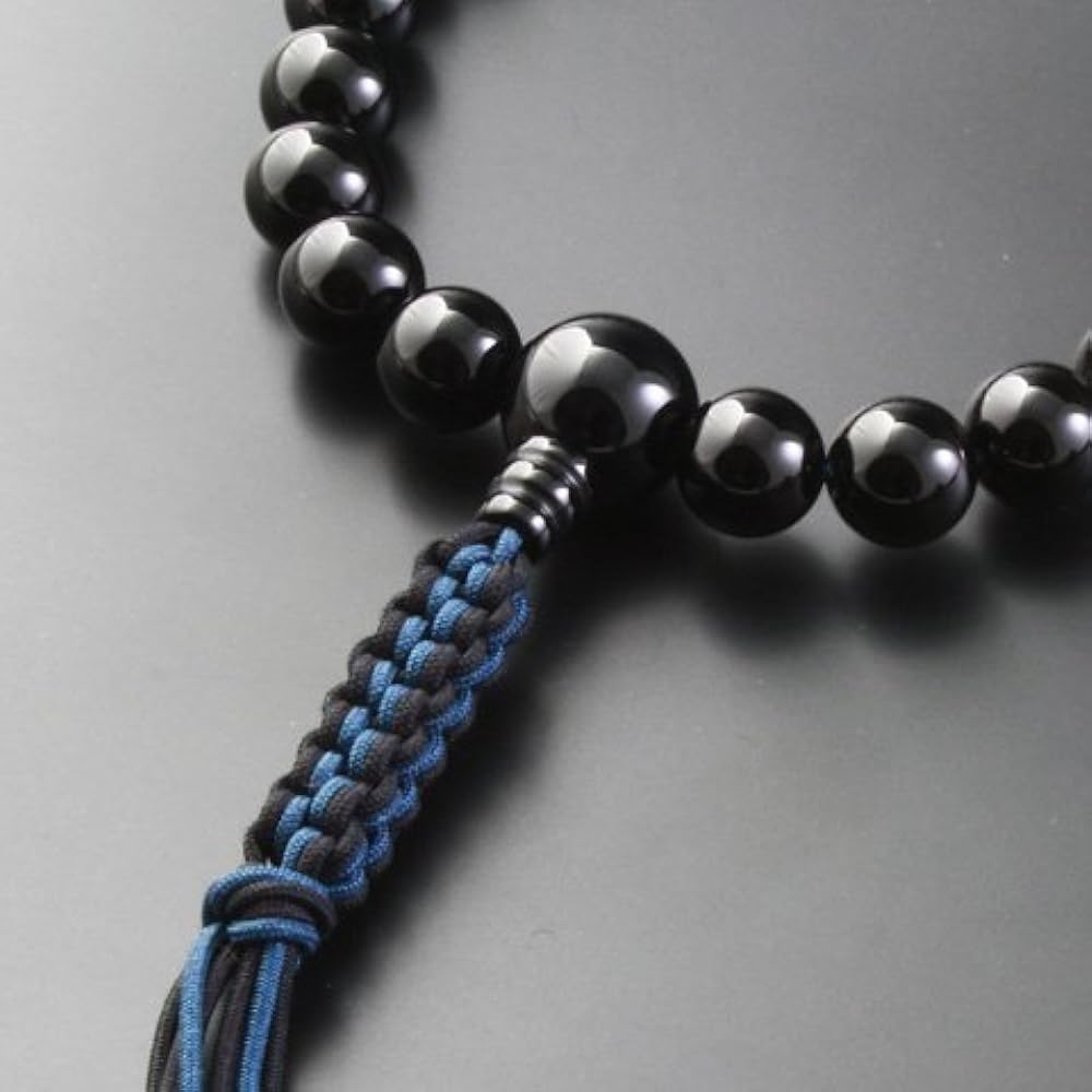 Kyoto Buddhist Altar Hayashi Prayer Beads Braided Cord Tassel Black Onyx (For Men) Jodo Shinshu Honganji [Bead Bag Set] M-078 Kyoto Prayer Beads