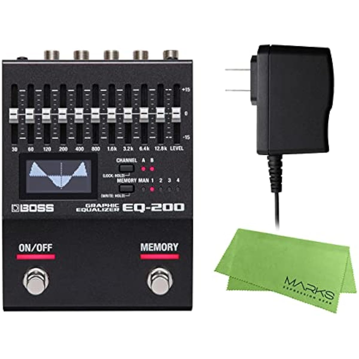 BOSS - Effector/Graphic Equalizer EQ-200 + Genuine AC Adapter PSA-100S2 + Marks Original Cross Set