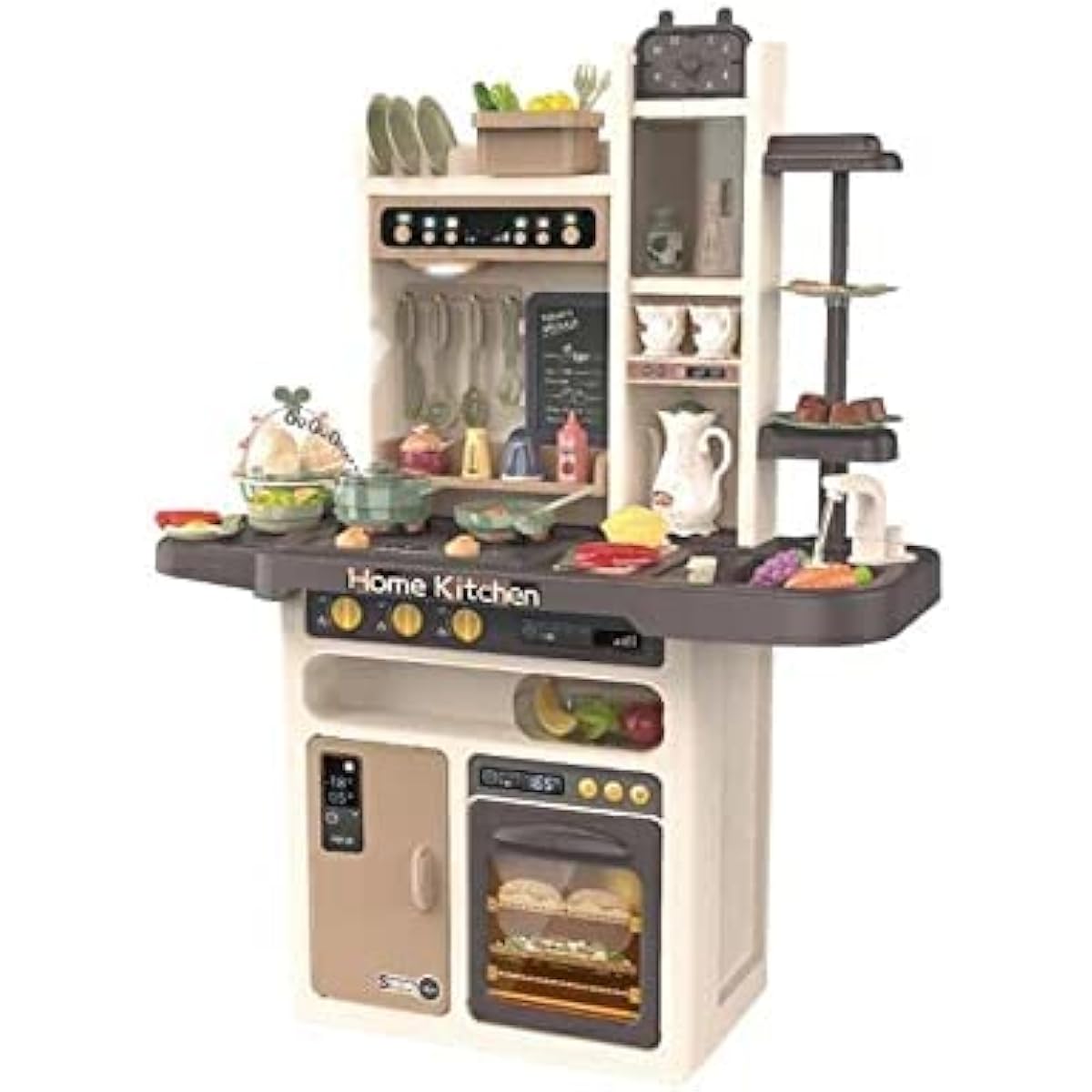 Kanwa Pretend Play Toy Kitchen Set Educational Toy 65-piece Set Realistic Cooking Sounds Circulating Water Cooking Utensils Food Indoor Play Parent-Child Play Kitchen Toy Birthday Present Assembled Boys Girls