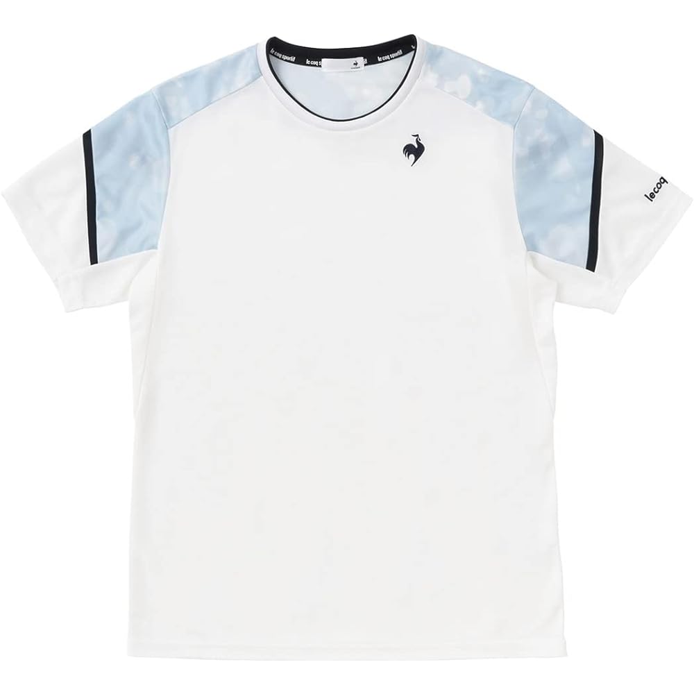 [Le Coq Sportif] Short Sleeve Game Shirt, Daidai Pattern, Tennis Practice Match, Official JTA, Sweat Absorbent, UV Protection (UPF15+), Cool to the Touch