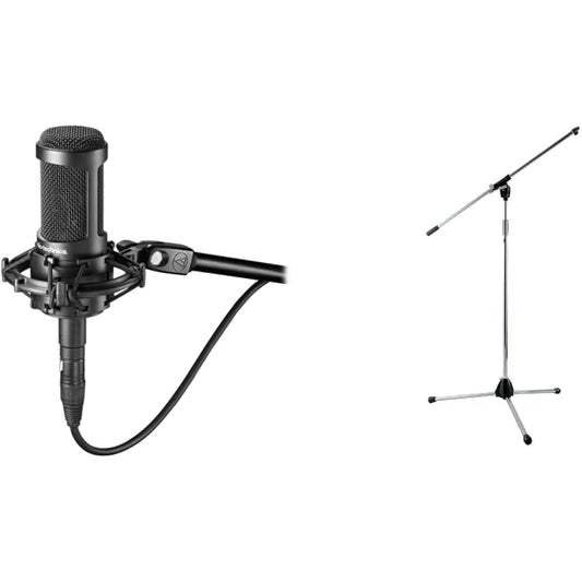 Audio-technica AT2035 condenser microphone & audio-technica boom microphone stand AT8653B