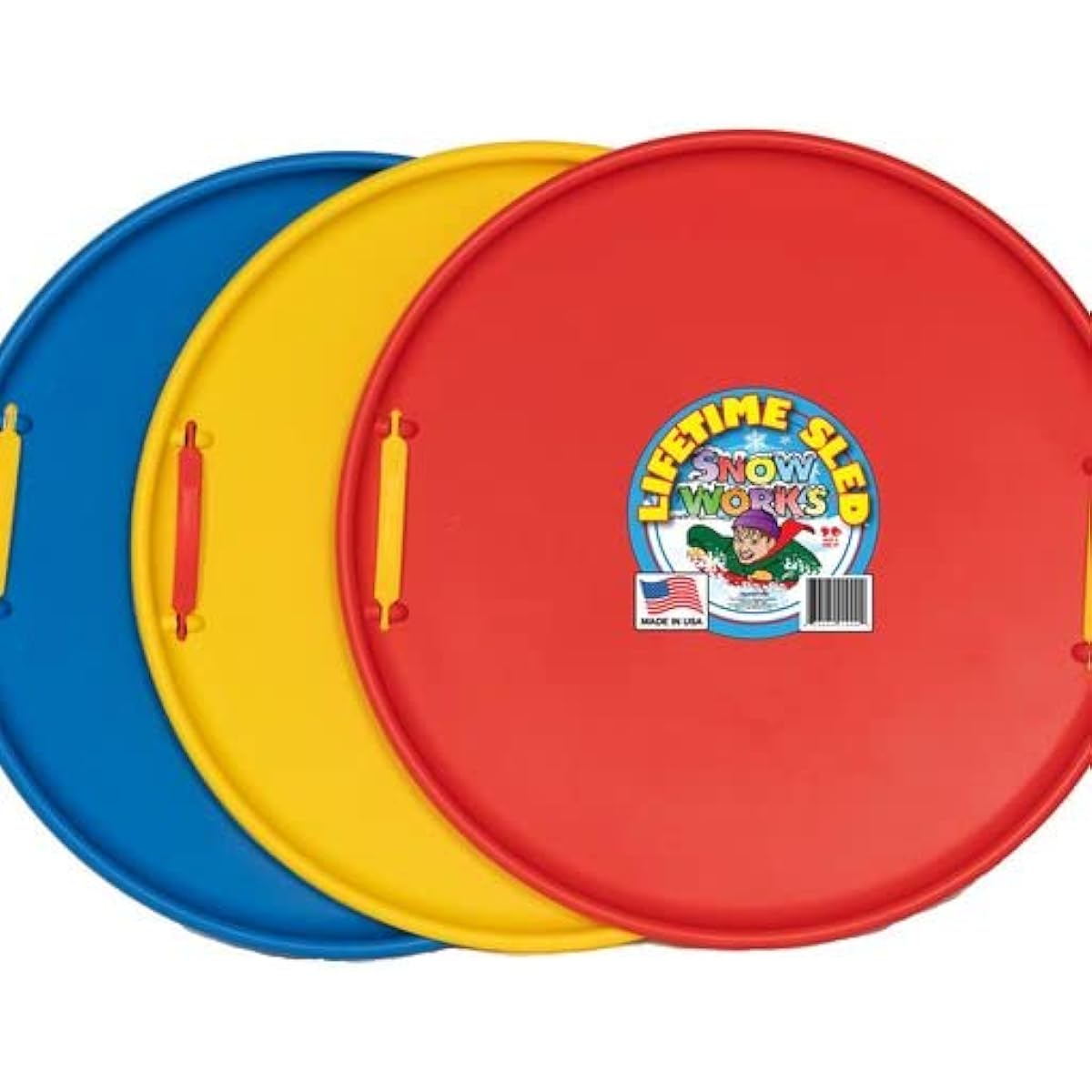Lifetime Saucer Snow Sled, Durable Plastic, Cold Weather Downhill Outdoor Winter Snow Sled Discs with Handles (Red)