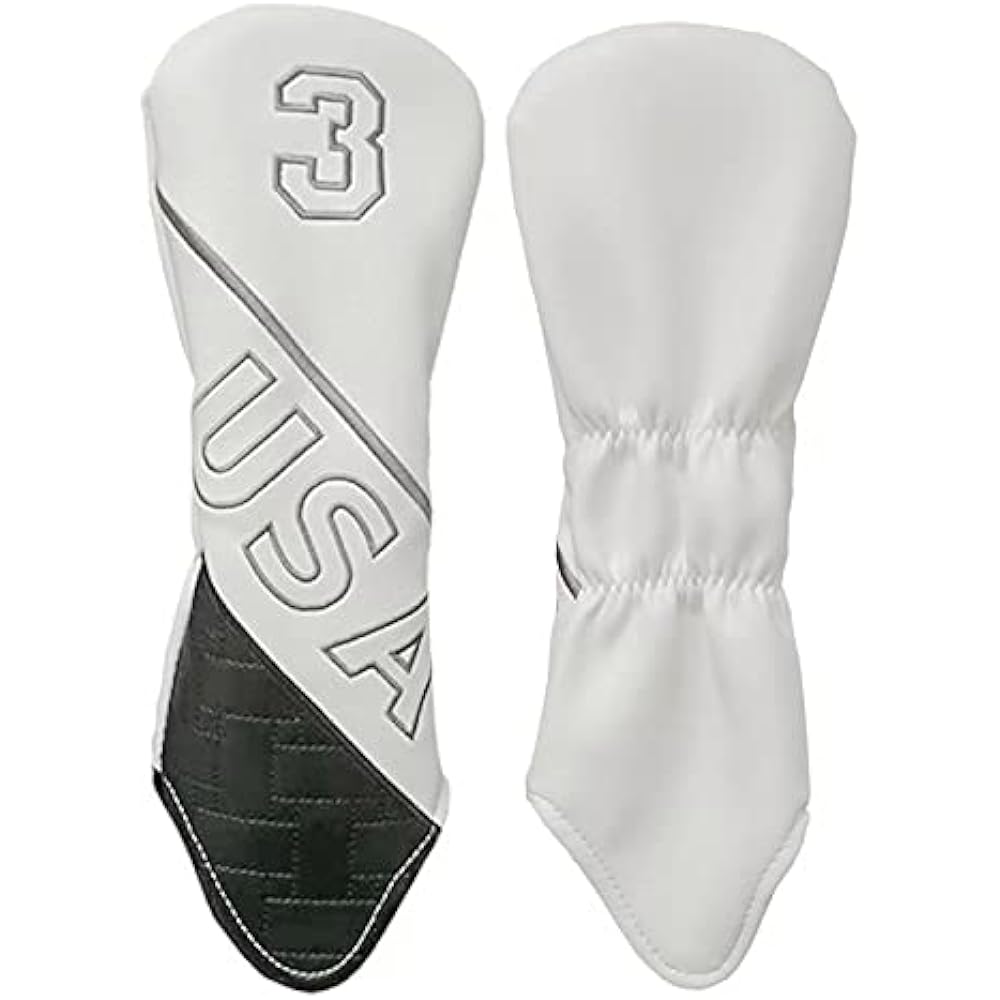Golf head cover, driver cover, wood cover, utility cover, UT cover, 4-piece set, No. 1, No. 3, No. 5, No. H USA