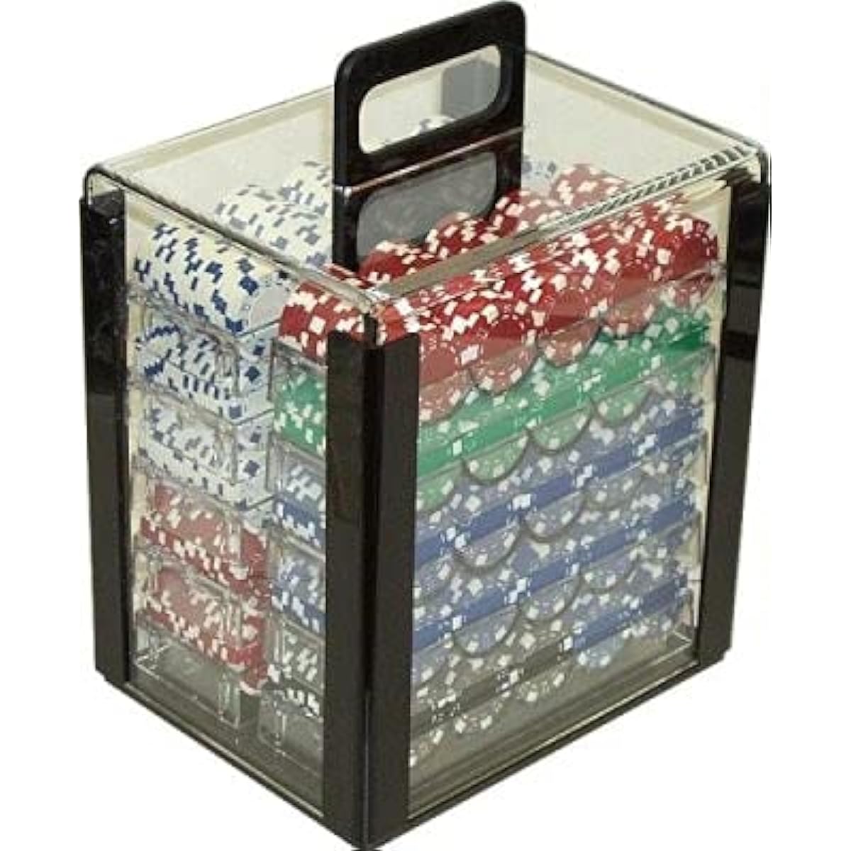 DA VINCI Dice Stripe Poker Chip Set 1,000 Pieces Heavyweight 11.5 Gram Chips with Acrylic Display Carrier Case and 10 Chip Rack