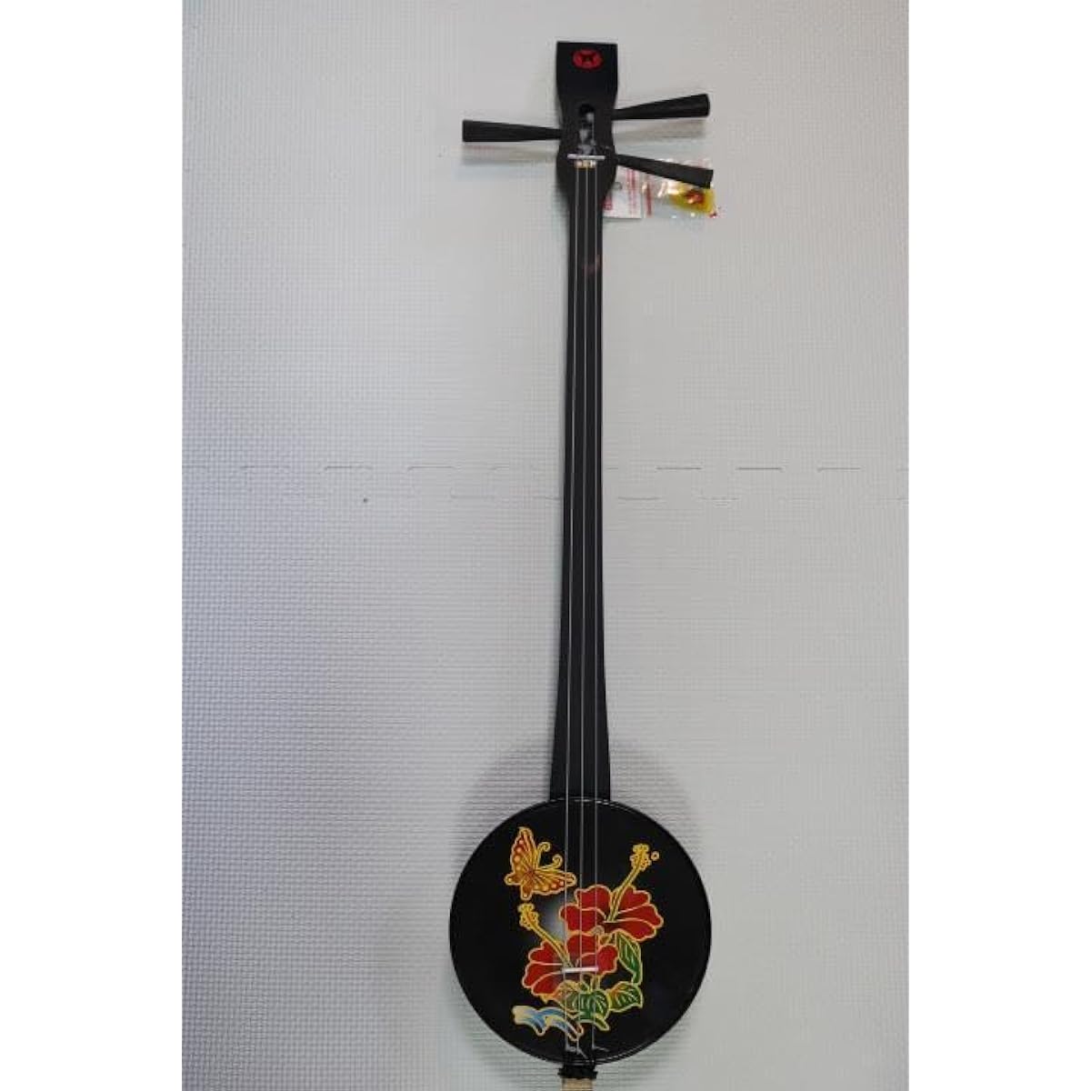 Kankara Sanshin Set (Black Hibiscus) with position stickers and original pick