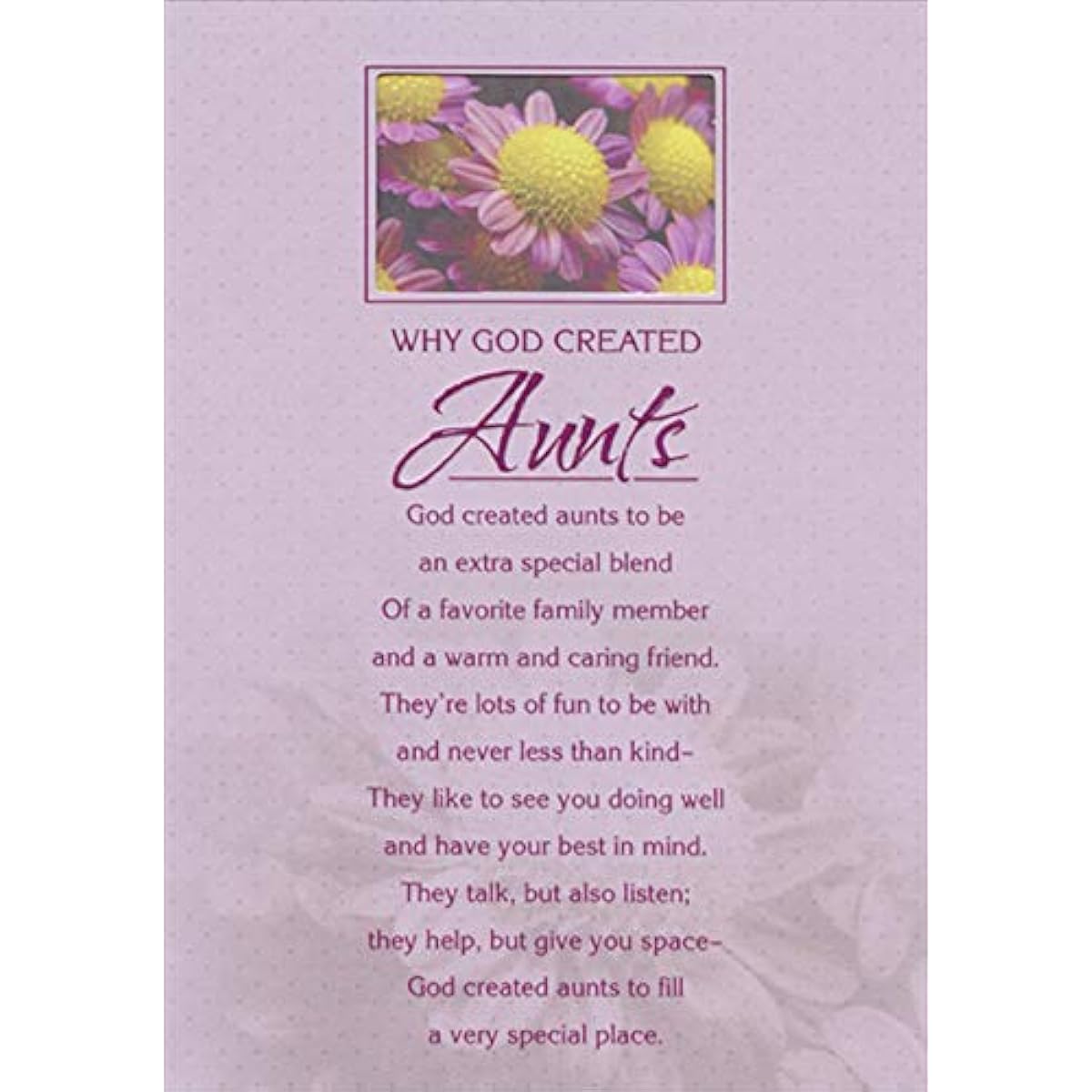 Designer Greetings Why God Created Aunts Religious Birthday Cards