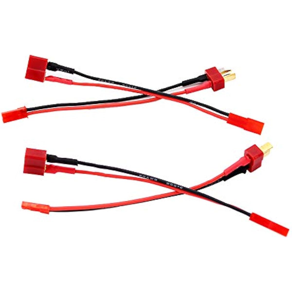 JST Male to Deans Male / JST Female to Deans T Plug Female Adapter 2 Pairs 10cm 4inch 20awg Wire (BDHI-15)
