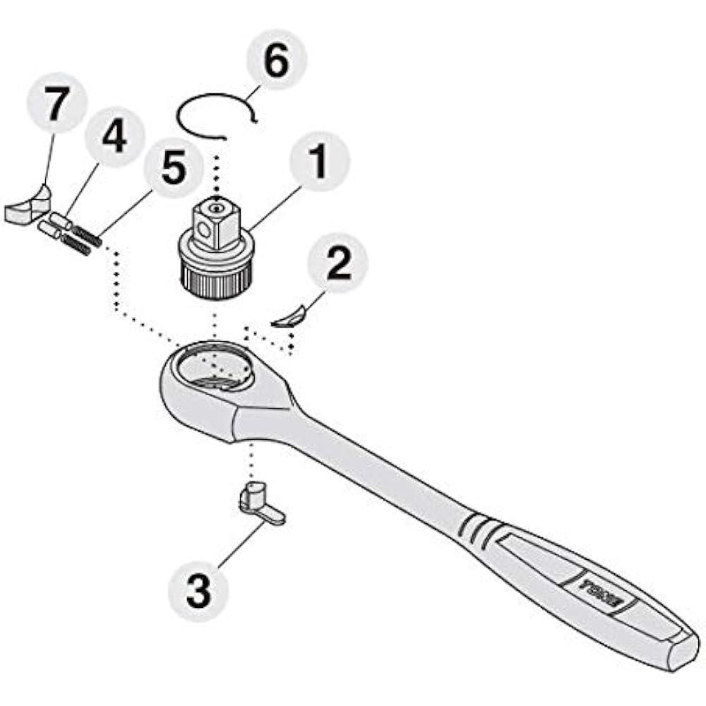 TONE Ratchet Handle Repair Kit RK-572 Drive Angle 25.4mm (1")