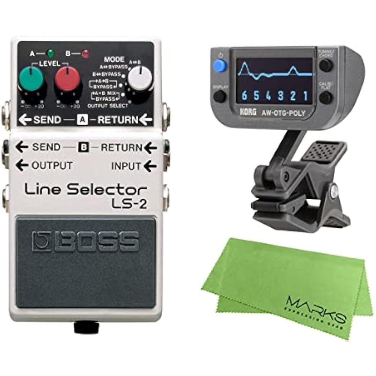 BOSS - Line Selector LS-2 + KORG AW-OTG-POLY + Marks Original Cloth Set