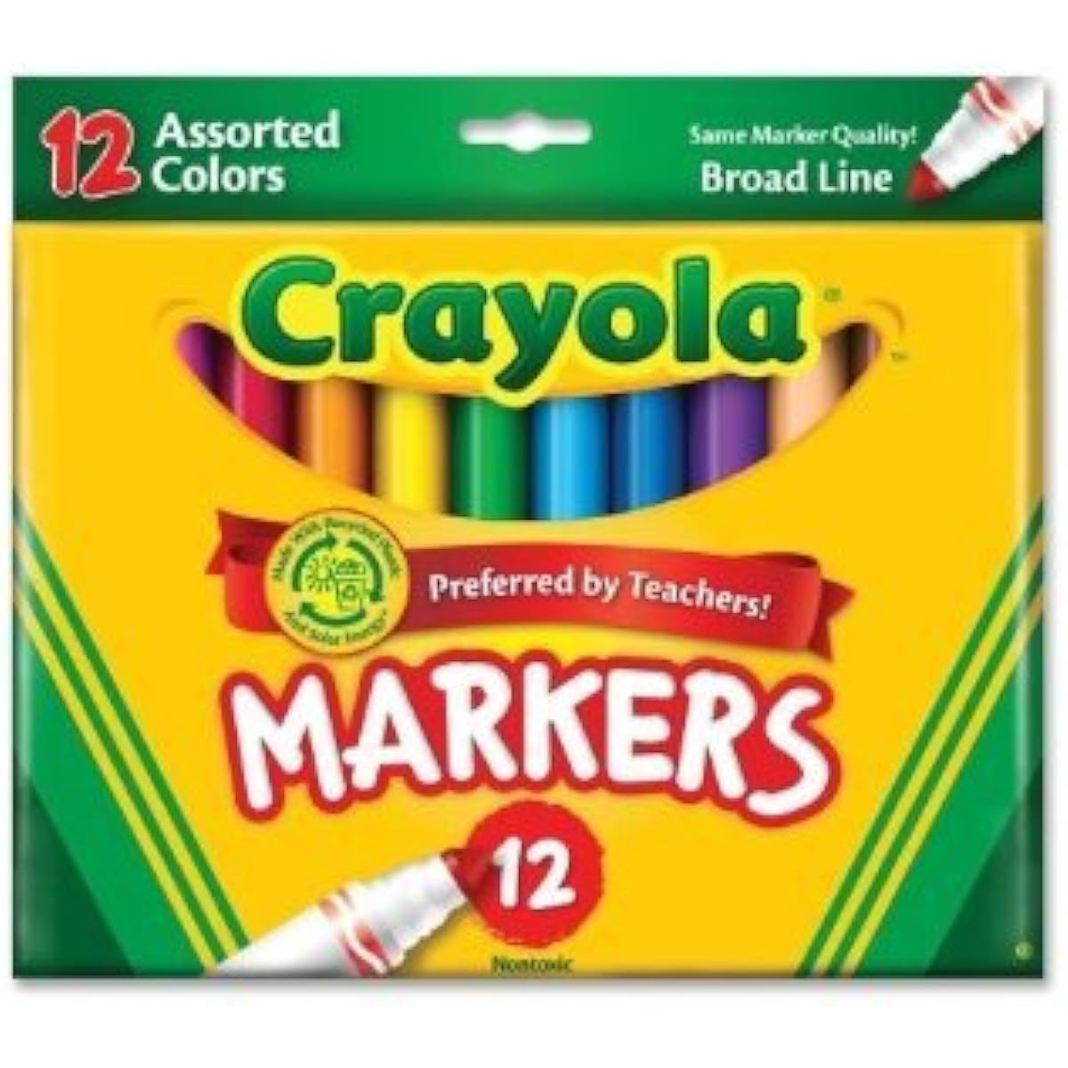Crayola Classic Markers, Conical Tip, 12 per Set, Nontoxic, Assorted (CYO587712) Case of 24 Packs