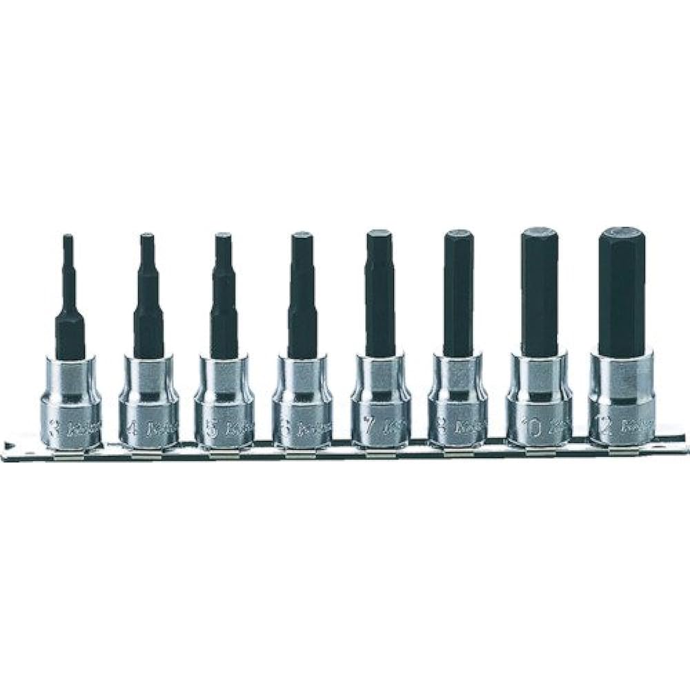 Koken 3/8(9.5mm)SQ. Hex Bit Socket Rail Set Total Length 52mm 8 pieces RS3012M/8-L52