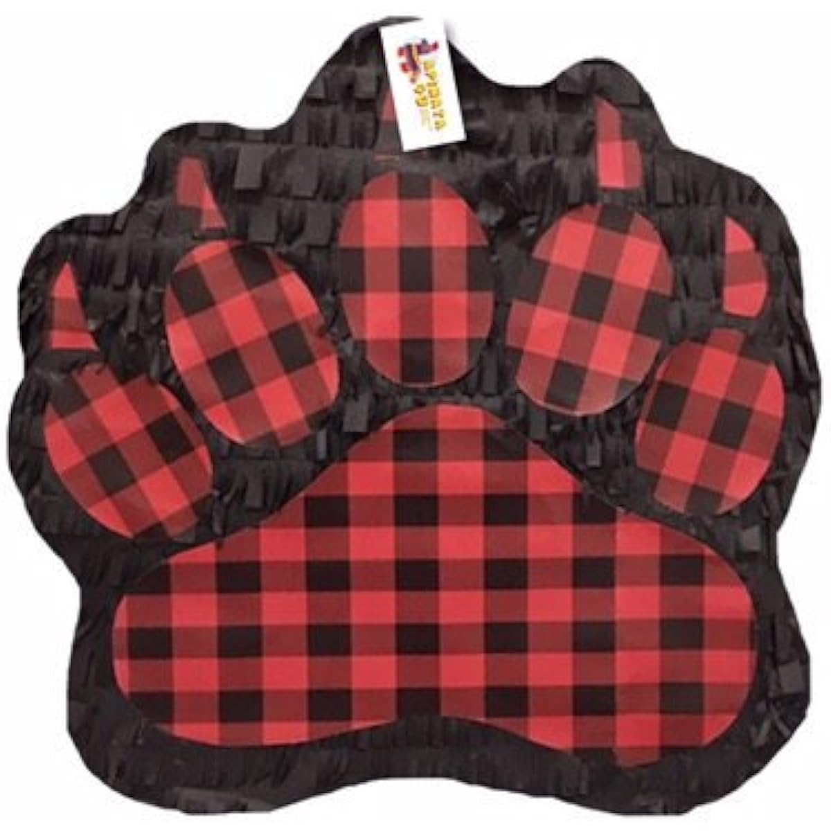 apinata4u Black and Red Lumberjack Pawprint Theme Pinata