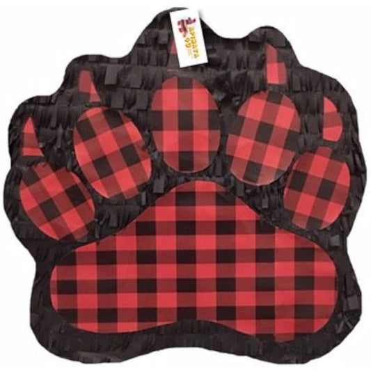 apinata4u Black and Red Lumberjack Pawprint Theme Pinata