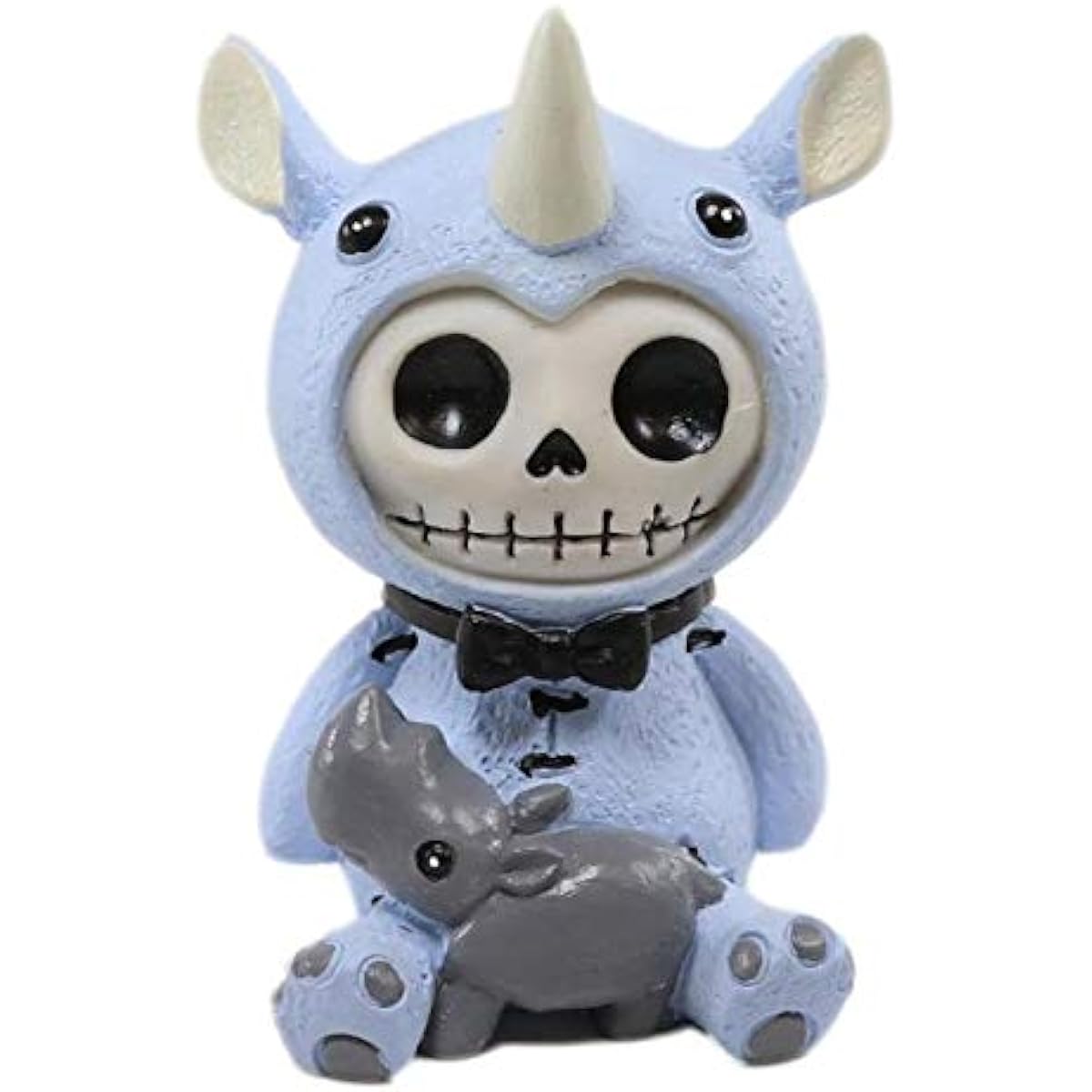 Ebros Squishy Bone Pachydam Safari African Rhino Skeleton Figure 3" Tall Squishy Bone Wild Animal Rhino Animal Costume with Hood Voodoo Skeleton Macabre Collectible Sculpture Decorative Toy