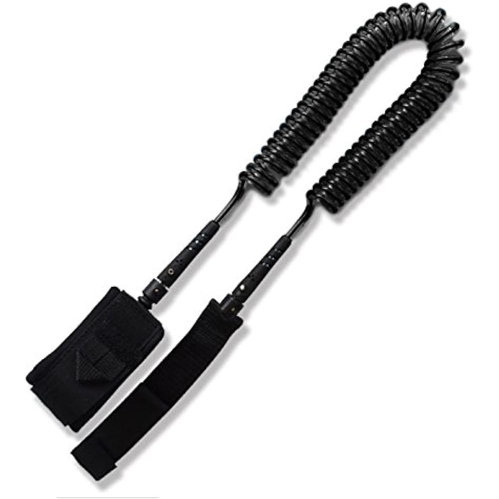NUZAMAS Stand Up Paddle Board Leash Cord Coil Leash 10'(FT) Black