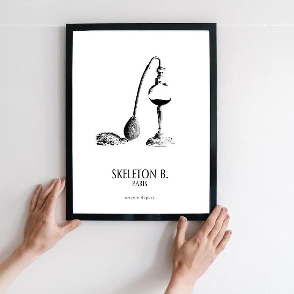 Poster A2 Art Poster Perfume Monochrome Monotone Stylish Interior Perfume French Antique Black and White A2 Poster (594 x 420 mm) No Frame