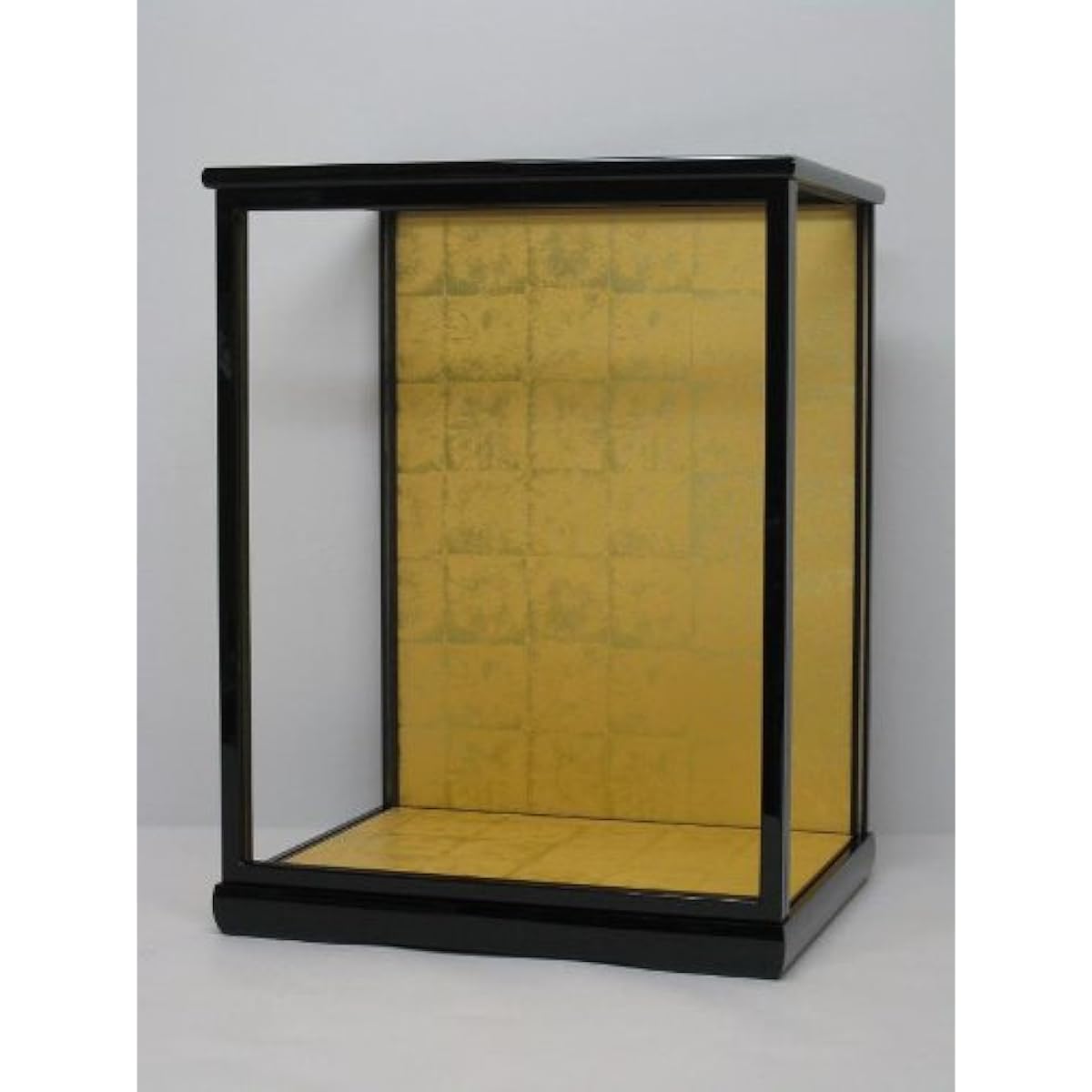 Kyoju doll case, width 35 x depth 27 x height 45cm (inside dimensions), glass case, wooden, with door, black mulberry paint, Hata doll, children's doll, Ichimatsu doll