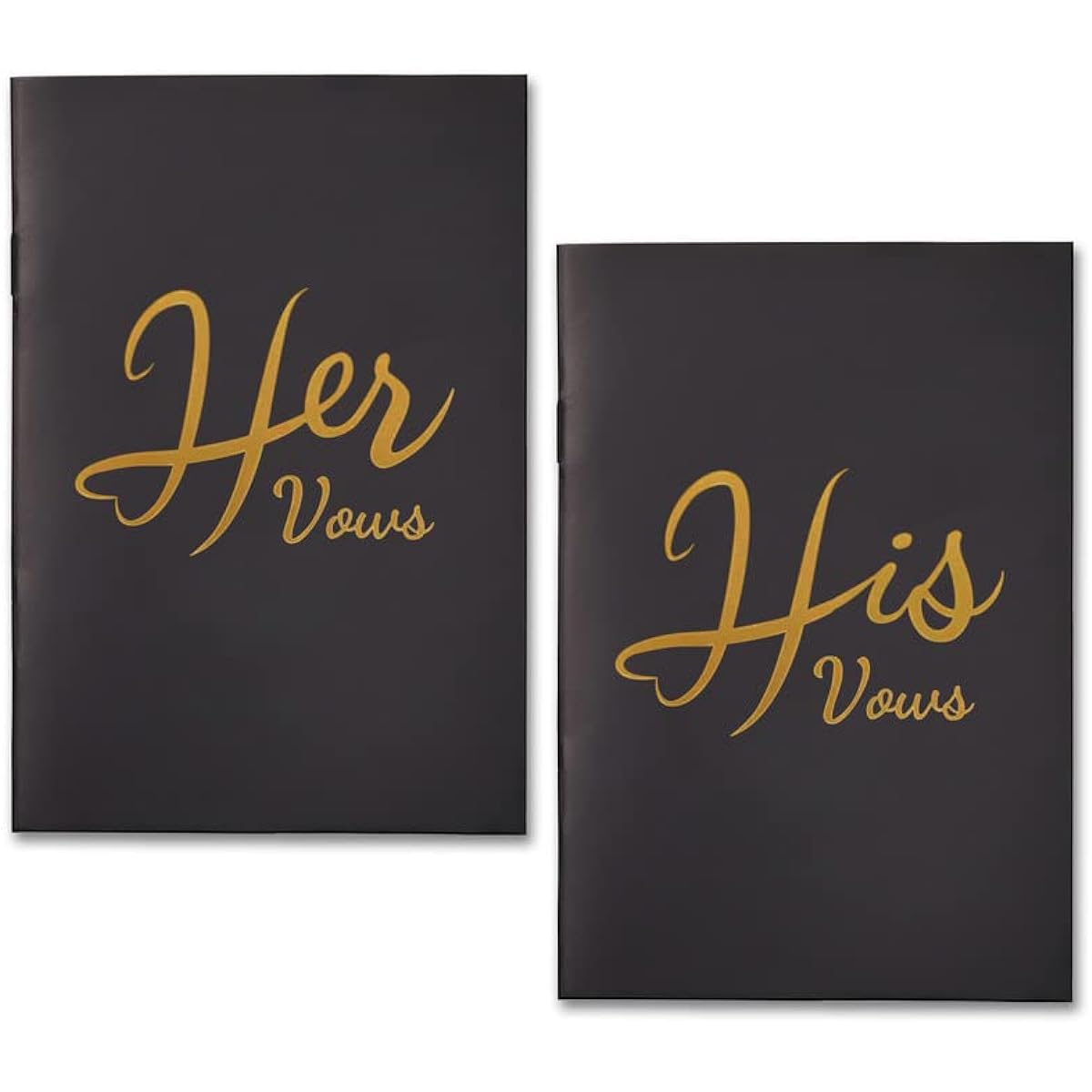 NIMSIN Wedding Vow Book - His and Hers Vow Booklet, Set of 2, 14 Sheets, 100GSM Line Pages - 250GSM Cardstock, Elegant Gold Foil Stamps & Saddle Stitching - 5.9" x 3.9"