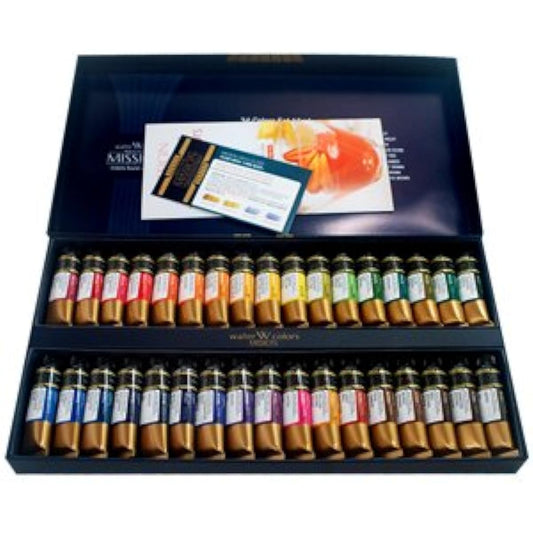 s Watercolor Paint 15ml x 34 Color Set/Mission Gold Class Water Color Set/Transparent Watercolor Paint Highest Grade Pigment Chromogenic Lightfastness For Professionals For Professionals Artists Art Materials Watercolor Watercolor Paint [Parallel Import]