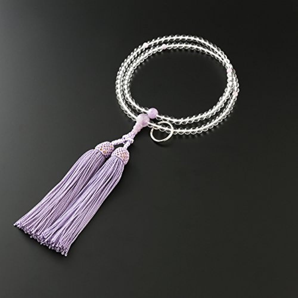 Kyoto Buddhist Altar Hayashi Prayer Beads Soto Zen Genuine Crystal with Fujigumo Stone (For Women) Official Ceremony [Bead Bag Set] SW-100 Kyoto Prayer Beads