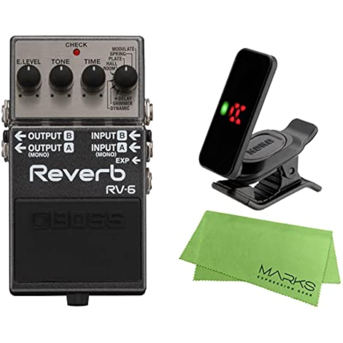 BOSS - Reverb RV-6 + KORG Pitchclip 2 PC-2 + Marks Original Cross Set