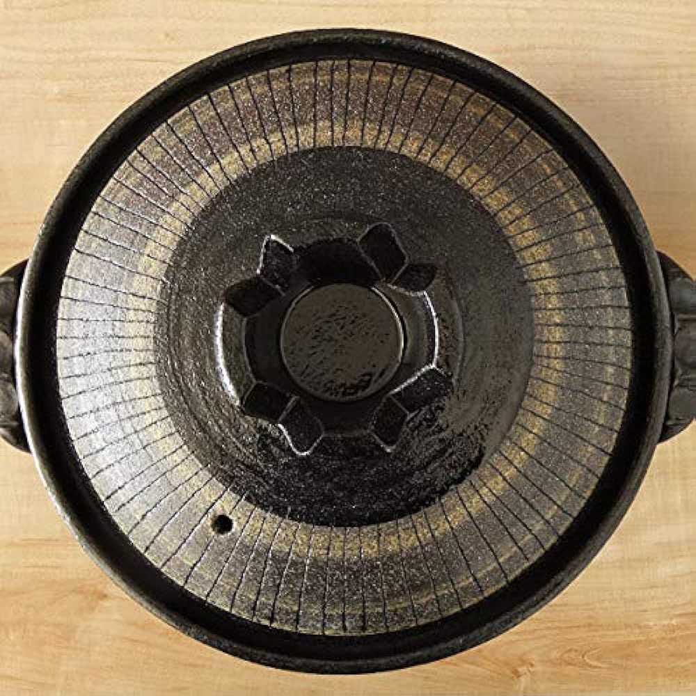 Mino Sarara Heat-resistant black jukusa deep clay pot for open flame use, size 10, for 5 to 6 people, made in Japan, Banko ware