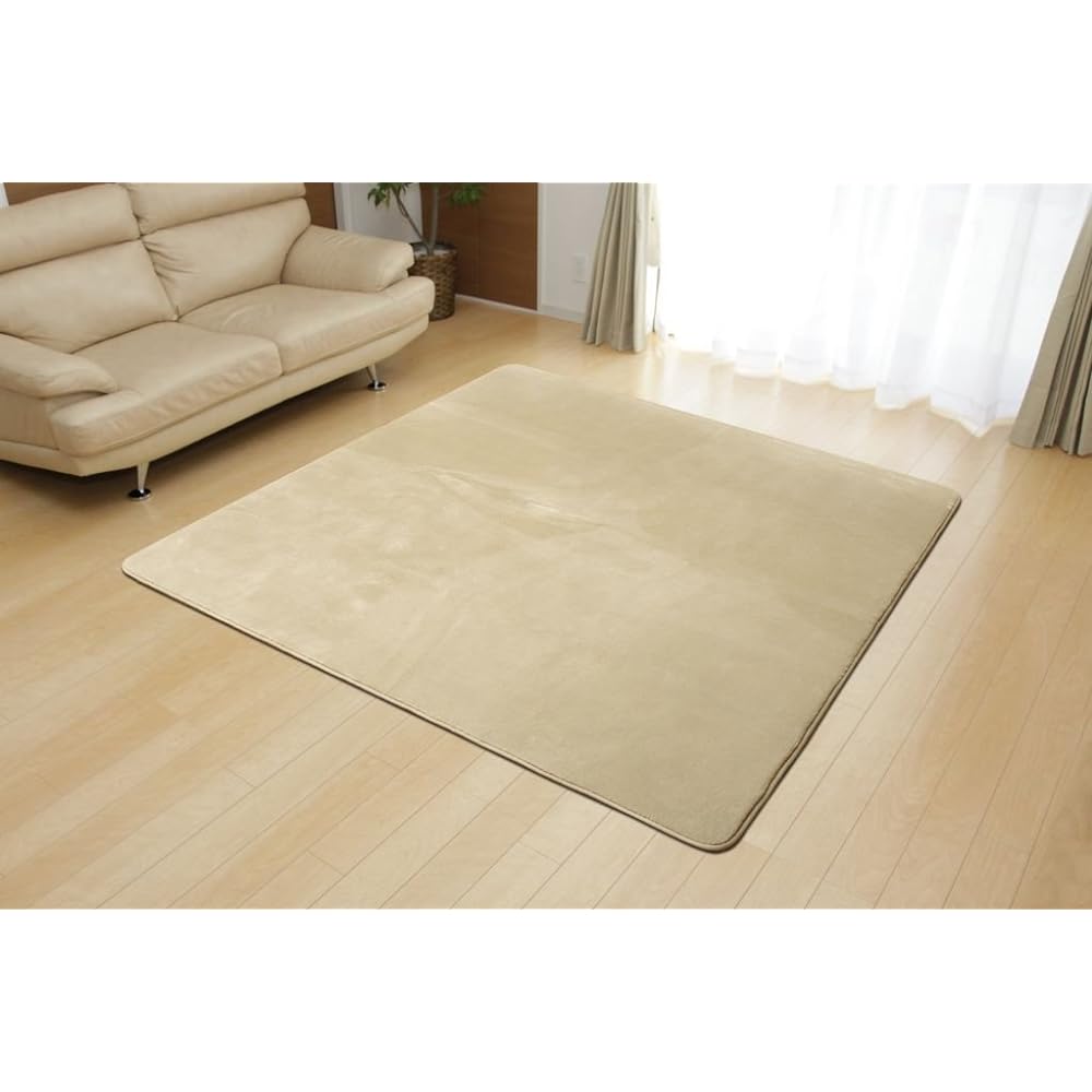 Ikehiko Rug Carpet 1.5 tatami Plain Flannel Flan Eyes Beige Approx. 130 x 185cm Hot Carpet Compatible #9810213