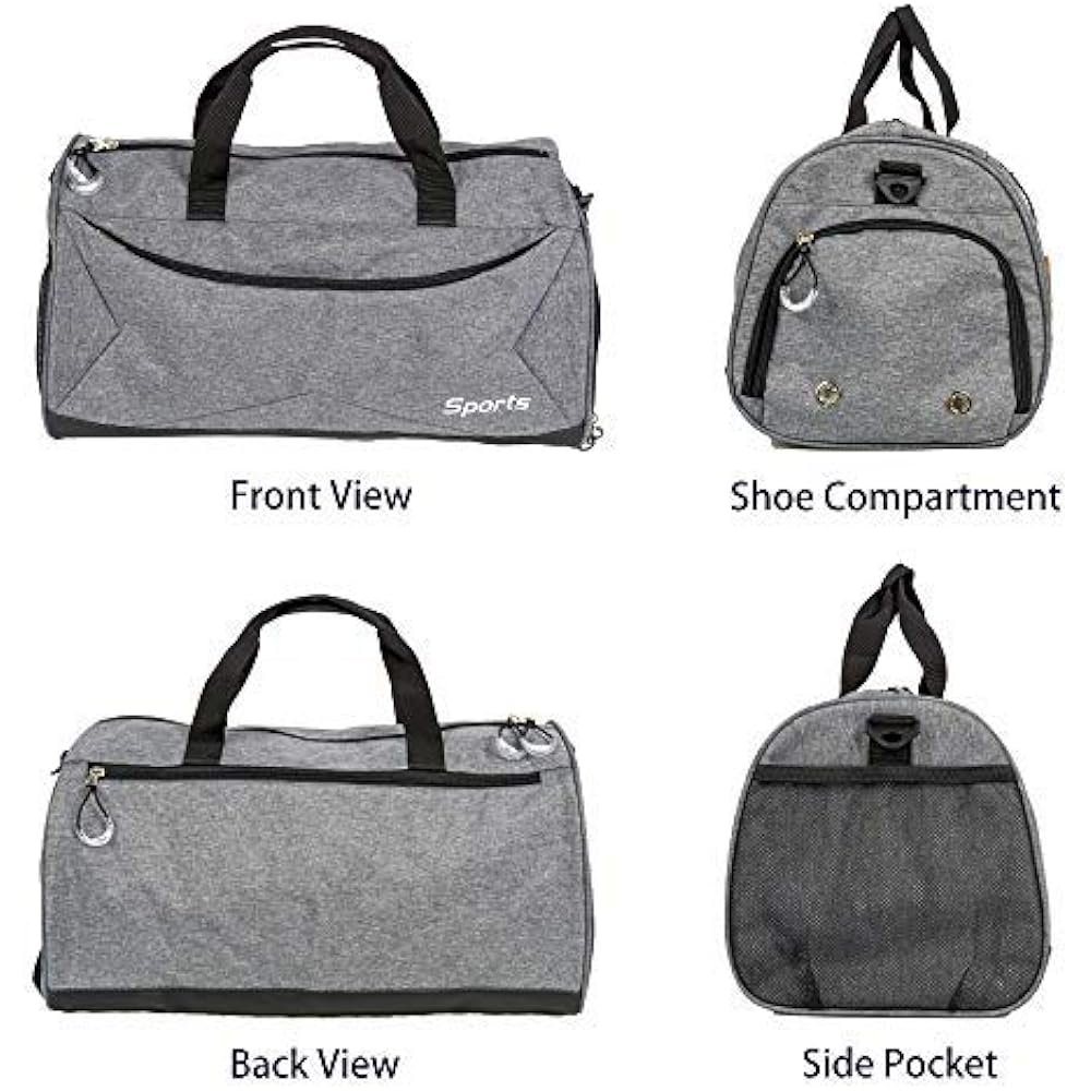 Teeoff Sports Gym Bag Sports Gym Bag, Wet Pocket & Shoe Compartment Travel Duffel Bag for Men, Women (Gray)