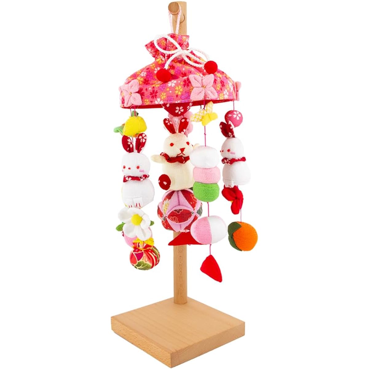 OKBABY Hanging Hina Dolls, Hanging Decorations, Hanging Hina Dolls, Crepe Natural Wood Stand, Height 44cm, Mini Rabbit, Cute, Hina Dolls, Compact, Kasa Fuku, Peach Festival, Hina Dolls, Hina Dolls, Hinamatsuri Handmade, First Festival
