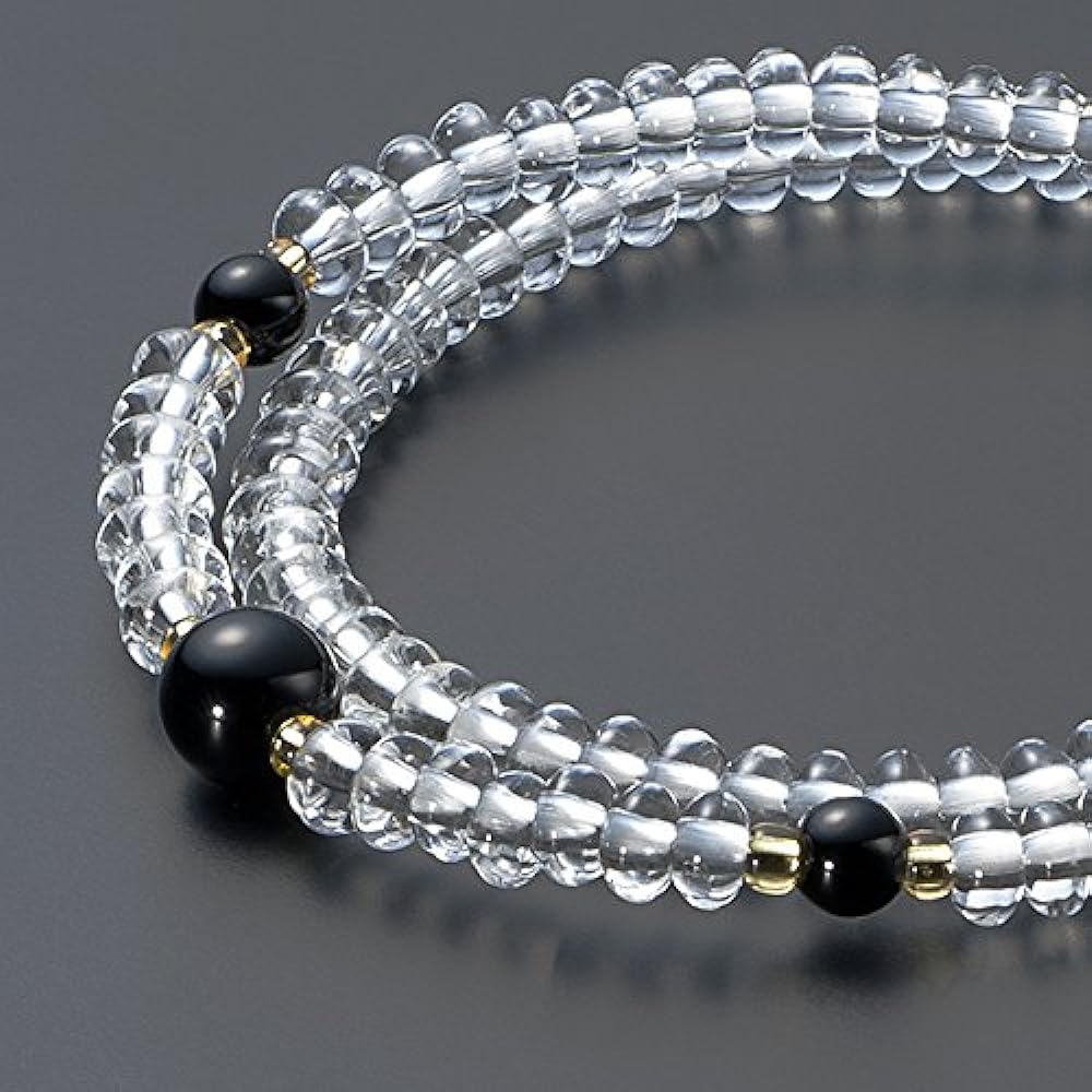 Buddhist Altar Shop Takita Shoten Specially Selected Bracelet Prayer Beads, 108 Beads, Genuine Crystal, Tangerine Beads, Black Onyx Tailor ◆ Genuine (Official) Mala Bead Bracelet, Brace Prayer Beads, Bracelet Prayer Beads, Power Stones, Two Wheels [Certi