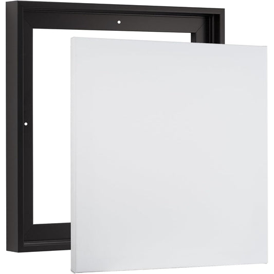 Combo Pack: Floater Frame + 36 x 36 inch Stretched Canvas for Paintings, 1-3/8" Thick + 3/4" Deep Stretched Canvas, 12oz Primed 100% Cotton Canvas Fabric (Black, 36 x 36 inch)