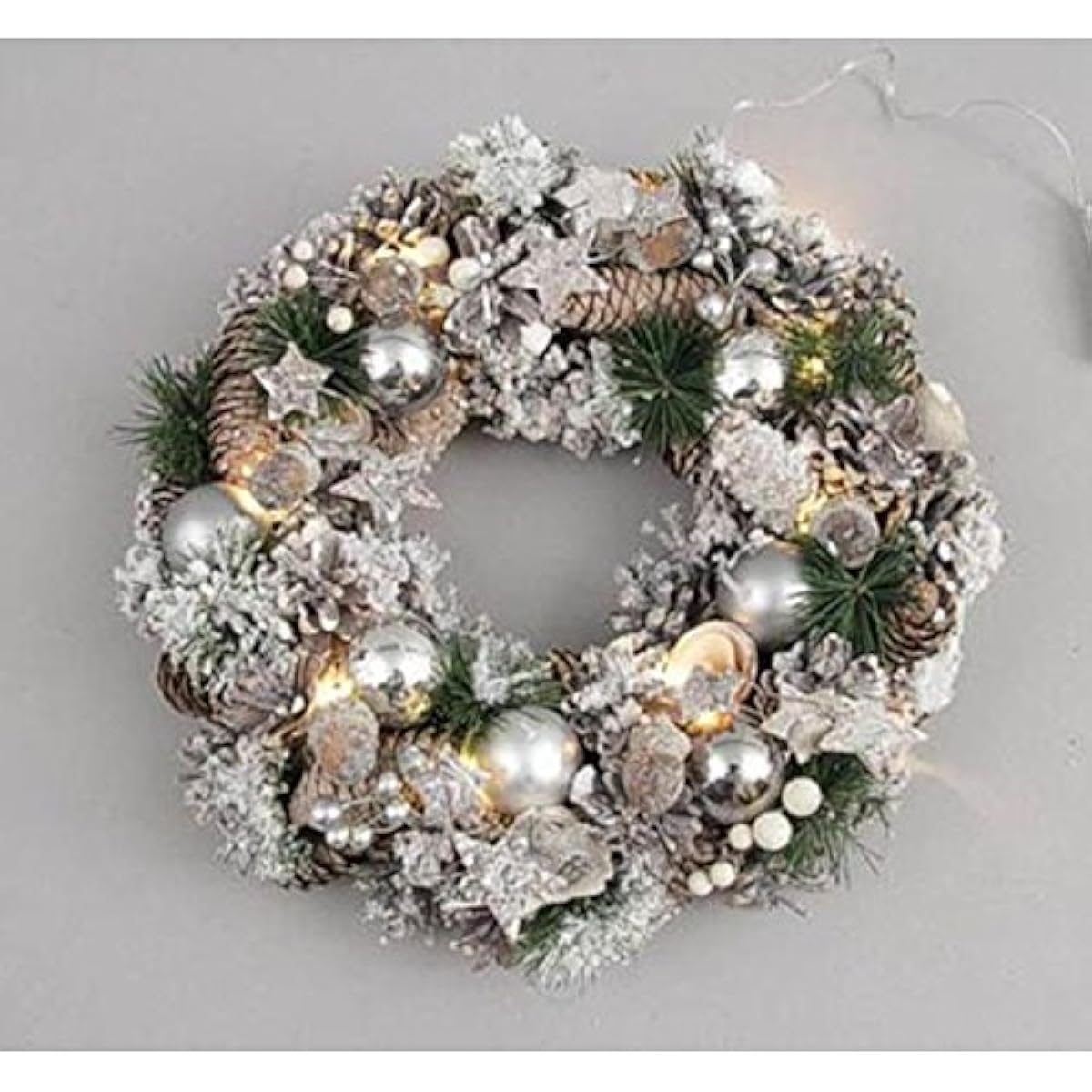 Toyosekisou Christmas Decoration Christmas LED Wreath Snow White 41201