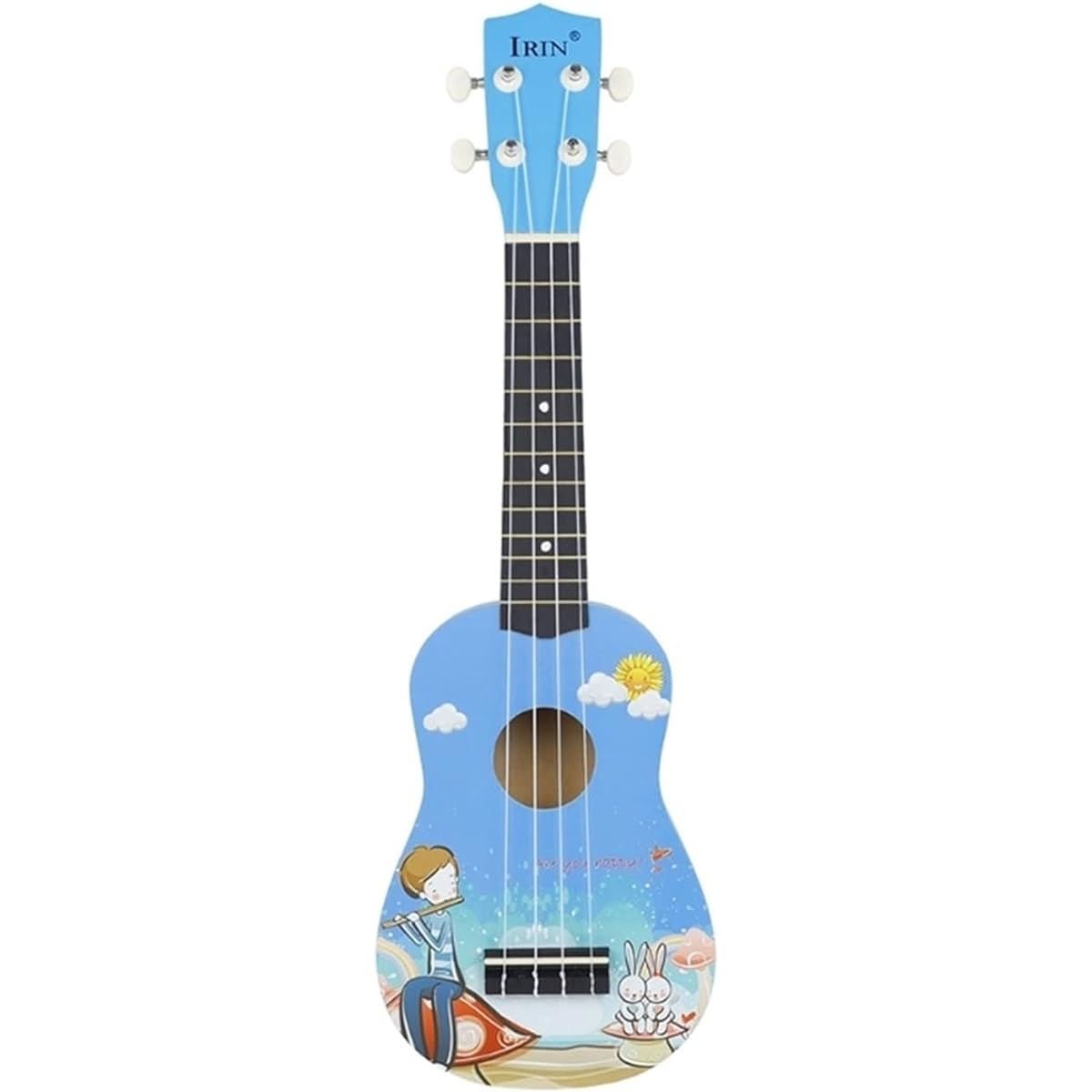 Ukulele 21 Inch Soprano Ukulele 4 Strings Guitar Uke + String + Pick for Beginners Kid Gift Guitar (Color : Blue)