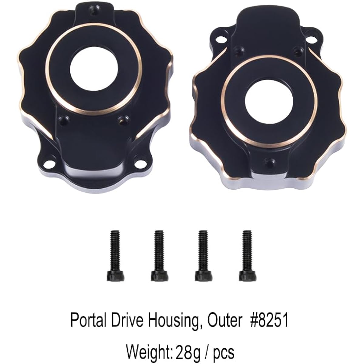 RCBOYZ Brass Outer Portal Drive Housing & Front Portal Drive Housing & Rear Inner Portal Cover Housing Counterweight 293g Set for 1/10 RC Crawler Car TRX-4 TRX-6 (Black 4 Pieces Set)