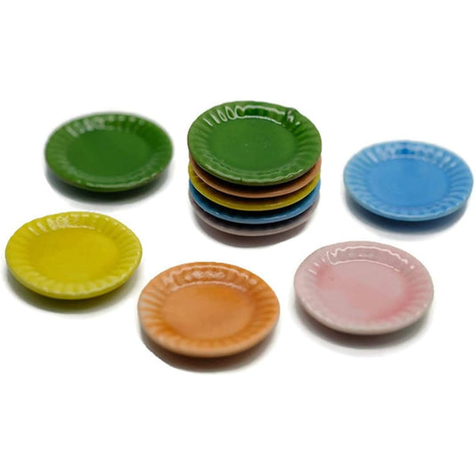 10 Mix 4 Colors Carmic Plate Dish Bowl Dollhouse Miniature Food Kitchen 1 Shop